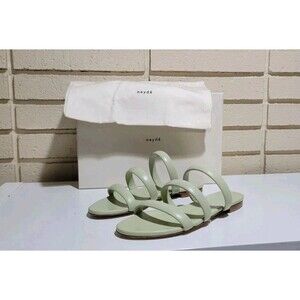 NIB Aeyde Chrissy Napa Vero Cuoio Leather Sandals Pistachio Green, US 7 EU 38